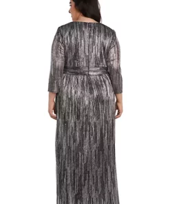 R & M Richards 1Pc Long Dress W 3 4 Sleeve Surplice Bodice And Waistband Overlay Drape Skirt -R & M Richards Shop Belk 101
