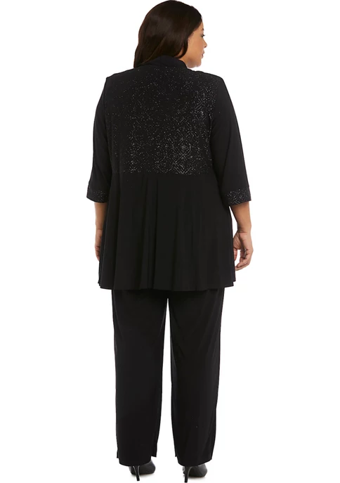 R & M Richards Plus Size 2 Piece Glitter Trim Pant Set 4 R & M Richards Plus Size 2 Piece Glitter Trim Pant Set - Image 2