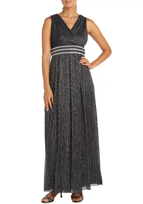 R & M Richards Women's Long Crinkle Pleated Sleeveless Dress 8 R & M Richards Women's Long Crinkle Pleated Sleeveless Dress - Image 6