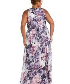R & M Richards 1Pc Floral Print Clip Chiffon Cut Away Halter Dress -R & M Richards Shop Belk 112