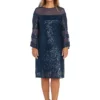 R & M Richards 1Pc Short Illusion Sequin Bodice And Bell Sleeve Dress -R & M Richards Shop Belk 144