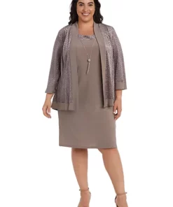 R & M Richards 2Pc Banded Burn Out Clip Velvet Chiffon Jacket Dress -R & M Richards Shop Belk 153