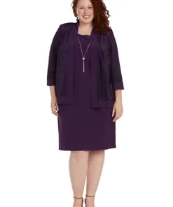 R & M Richards 2Pc Banded Burn Out Clip Velvet Chiffon Jacket Dress -R & M Richards Shop Belk 154