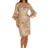 R & M Richards 1Pc Short Off Shoulder Embriodered Sheath Dress With Ruffle Sleeves -R & M Richards Shop Belk 155