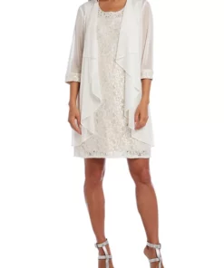 R & M Richards Petite Bead Neck Dress and Flyaway Sheer Jacket Set -R & M Richards Shop Belk 176