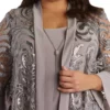 R & M Richards Plus Size 3-Piece Sequin Swing Jacket and Pants Set