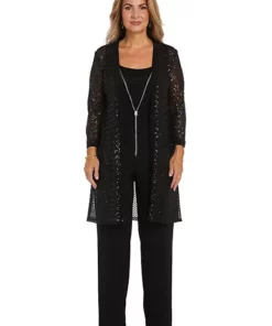 R & M Richards 3Pc 3 4 Sleeve Sequin Jacket Over Ity Pant Set -R & M Richards Shop Belk 207