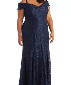 R & M Richards Plus Size Lace Off the Shoulder Gown -R & M Richards Shop Belk 210