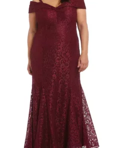 R & M Richards Plus Size Lace Off the Shoulder Gown -R & M Richards Shop Belk 212