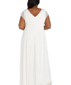 R & M Richards 1Pc Portrait Collar Dress With Rhinestone Waist Detail -R & M Richards Shop Belk 215