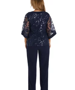 R & M Richards 2Pc Scoop Neck With Butterfly Sleeve Sequin Tunic And Ity Pant Se -R & M Richards Shop Belk 24