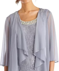 R & M Richards Petite 2 Piece Long Lace Beaded Neck Jacket Dress -R & M Richards Shop Belk 246
