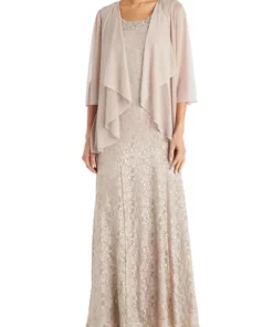 R & M Richards Petite 2 Piece Long Lace Beaded Neck Jacket Dress -R & M Richards Shop Belk 248