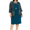 R & M Richards 2Pc Puff Print Sweater Knit And Ity Jacket Dress