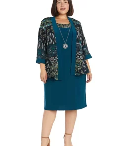 R & M Richards 2Pc Puff Print Sweater Knit And Ity Jacket Dress -R & M Richards Shop Belk 258