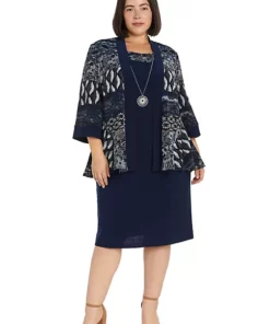 R & M Richards 2Pc Puff Print Sweater Knit And Ity Jacket Dress -R & M Richards Shop Belk 259