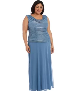 R & M Richards Plus Size Ruched Side Panel Dress