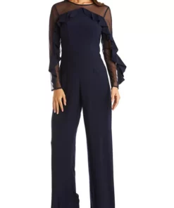 R & M Richards Women's Long Sleeve Ruffle Jumpsuit -R & M Richards Shop Belk 274