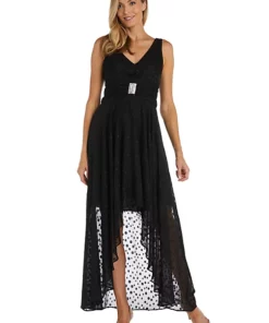 R & M Richards 1Pc Hilo Clip Chiffon With Stripe Lurex Dress And Rhinestone Waist Detail -R & M Richards Shop Belk 277