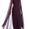 R & M Richards Women's Sheath Dress with Beaded Jewel Neck and Long Cape -R & M Richards Shop Belk 279