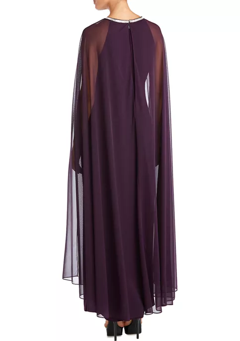 R & M Richards Women's Sheath Dress with Beaded Jewel Neck and Long Cape 4 R & M Richards Women's Sheath Dress with Beaded Jewel Neck and Long Cape - Image 2