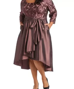 R & M Richards Plus Size Embellished Sequin High Low Party Dress -R & M Richards Shop Belk 287