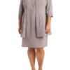 R & M Richards Plus Size 2-Piece Metallic Jacquard Jacket Dress