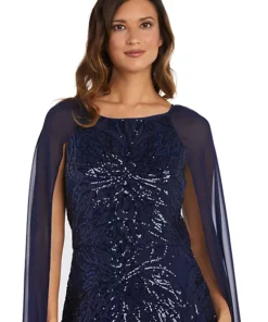 R & M Richards 1Pc Capelet Emb Butterfly Sleeve Sequin Panel Dress -R & M Richards Shop Belk 306