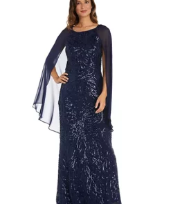 R & M Richards 1Pc Capelet Emb Butterfly Sleeve Sequin Panel Dress -R & M Richards Shop Belk 307
