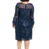 R & M Richards 1Pc Short Illusion Sequin Bodice And Bell Sleeve Dress