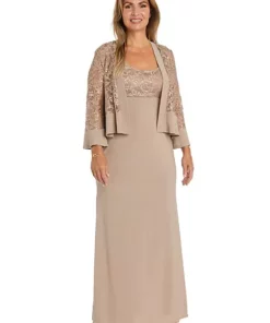 R & M Richards 1Pc Emb Sequin Sculpt Side Panel Dress