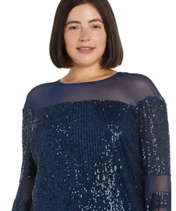 R & M Richards 1Pc Short Illusion Sequin Bodice And Bell Sleeve Dress -R & M Richards Shop Belk 310