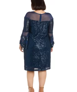 R & M Richards 1Pc Short Illusion Sequin Bodice And Bell Sleeve Dress -R & M Richards Shop Belk 311