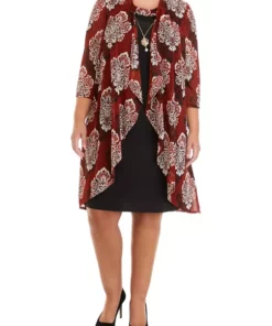 R & M Richards Plus Size 3/4 Sleeve Printed Jacket Dress -R & M Richards Shop Belk 319