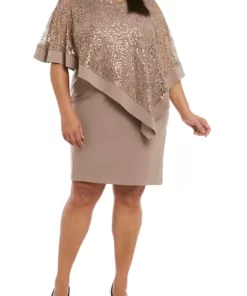 R & M Richards Plus Size Lace Poncho Dress