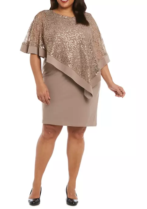 R & M Richards Plus Size Lace Poncho Dress 3 R & M Richards Plus Size Lace Poncho Dress
