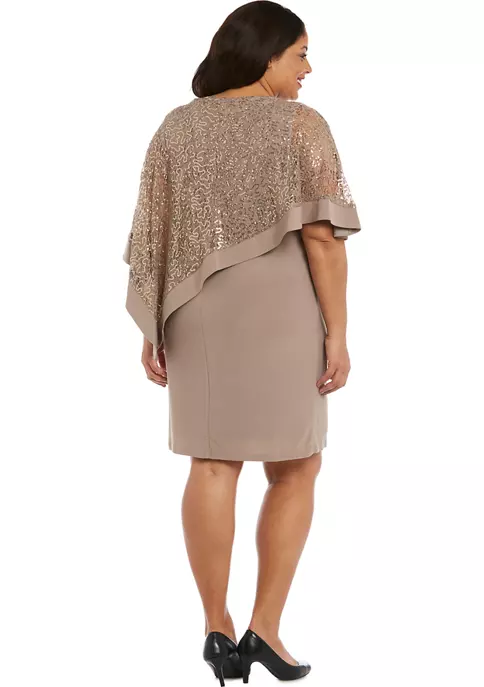 R & M Richards Plus Size Lace Poncho Dress 4 R & M Richards Plus Size Lace Poncho Dress - Image 2