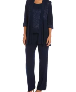 R & M Richards Women's 2-Piece Laced Duster Pant Set