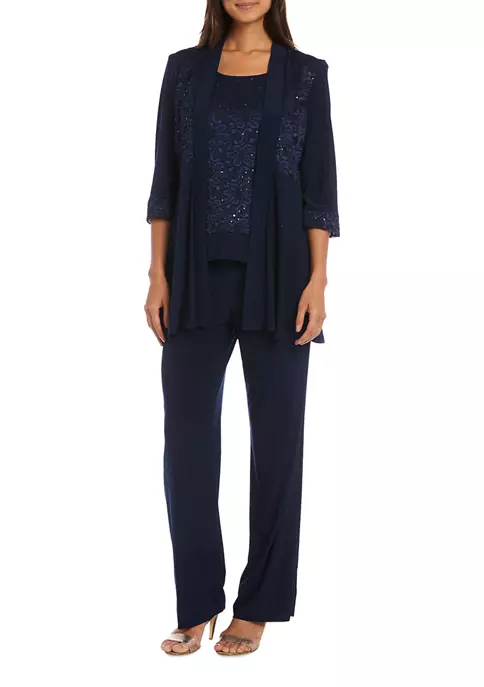 R & M Richards Women's 2-Piece Laced Duster Pant Set 5 R & M Richards Women's 2-Piece Laced Duster Pant Set - Image 3