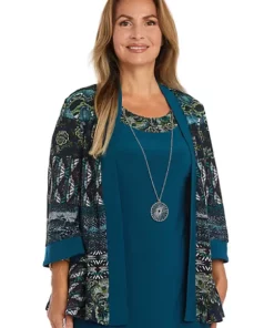 R & M Richards 2Pc Puff Print Sweater Knit And Ity Jacket Dress -R & M Richards Shop Belk 377