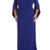 R & M Richards 1Pc Long V Neck Gown With Rhinestone Waist And Double Slit Skirt -R & M Richards Shop Belk 38