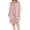 R & M Richards 2Pc Matte Jersey Chiffon And Emb Sequin Yoke Swing Jacket Dress