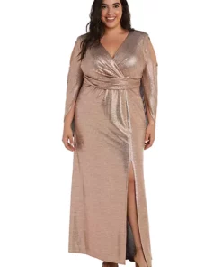 R & M Richards 1Pc Long Cold Shoulder Drape Back Twist Front Dress -R & M Richards Shop Belk 389