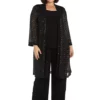 R & M Richards 3Pc 3 4 Sleeve Sequin Jacket Over Ity Pant Set