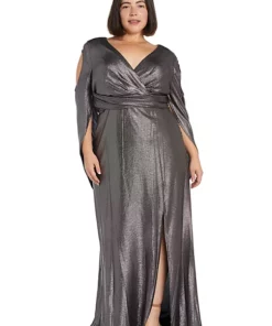 R & M Richards 1Pc Long Cold Shoulder Drape Back Twist Front Dress -R & M Richards Shop Belk 390