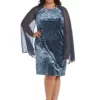 R & M Richards 1Pc Short Shift Dress With Rhinestone Neck And Chiffon Cape -R & M Richards Shop Belk 397