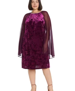 R & M Richards 1Pc Short Shift Dress With Rhinestone Neck And Chiffon Cape -R & M Richards Shop Belk 401