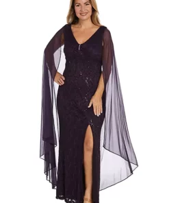 R & M Richards 1Pc Long Mjc And Lace Duster Capelet Pinch Front Dress -R & M Richards Shop Belk 405
