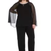 R & M Richards 2Pc Rhinestone Neck Detail Capelet Tunic Pant Set -R & M Richards Shop Belk 416