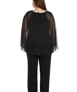 R & M Richards 2Pc Rhinestone Neck Detail Capelet Tunic Pant Set -R & M Richards Shop Belk 418